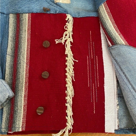Love Apples by Stephanie Womens Denim Jacket Small Ortega's Weaving Shop Boho - Picture 7 of 13
